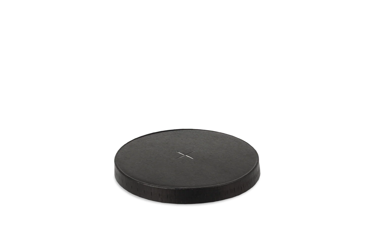 Black cardboard milkshake cup lid with cross slot, 90 mm