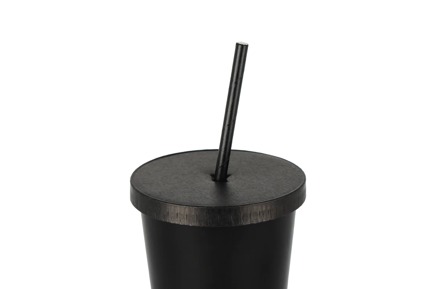 Black cardboard milkshake cup lid with cross slot, 90 mm image 2