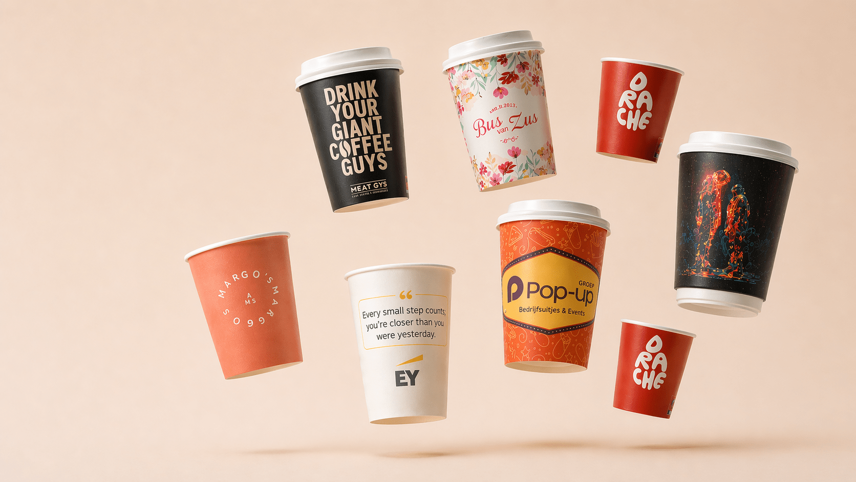 Assortment custom personalized paper cups for resellers