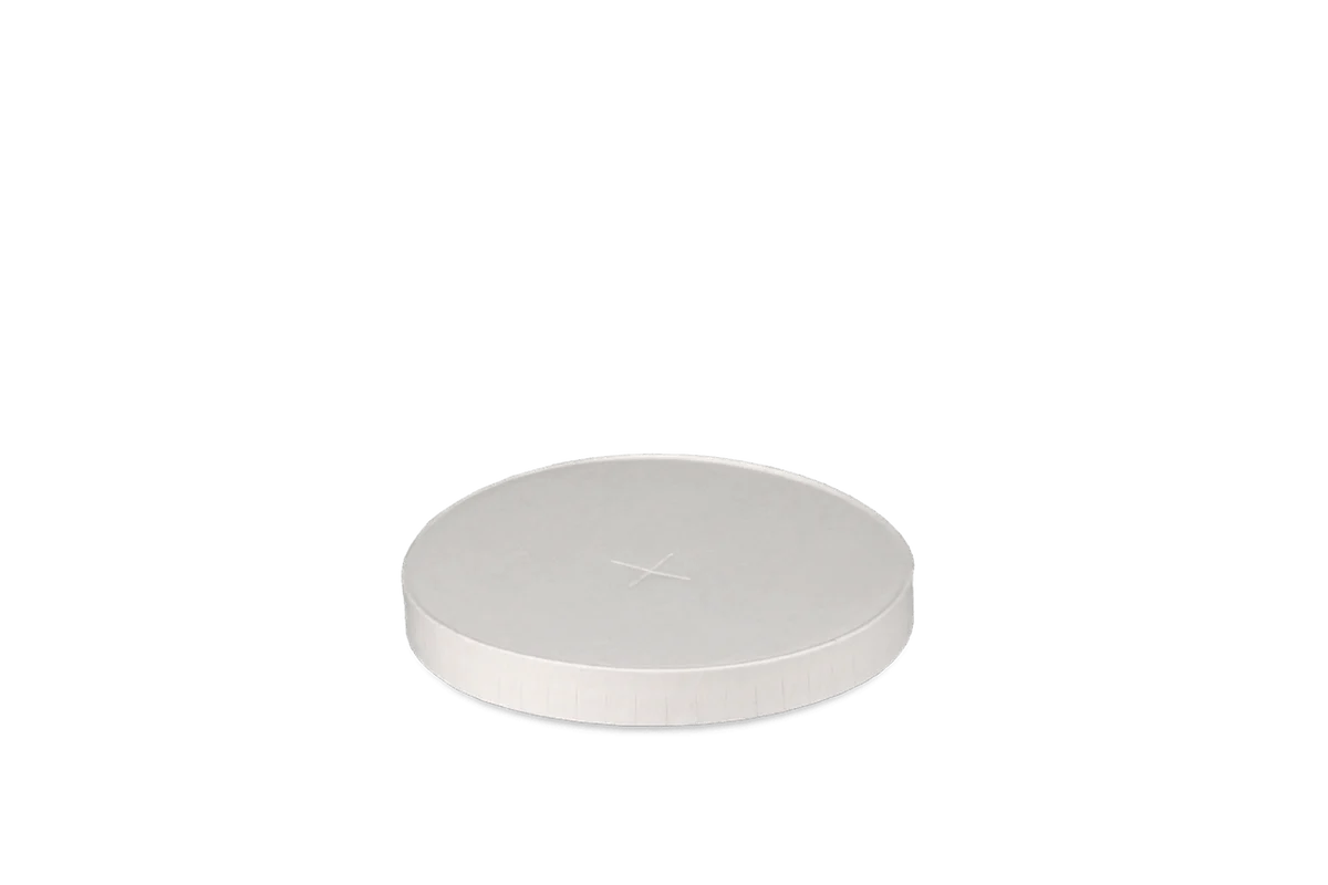 White cardboard milkshake cup lid with cross slot, 90 mm