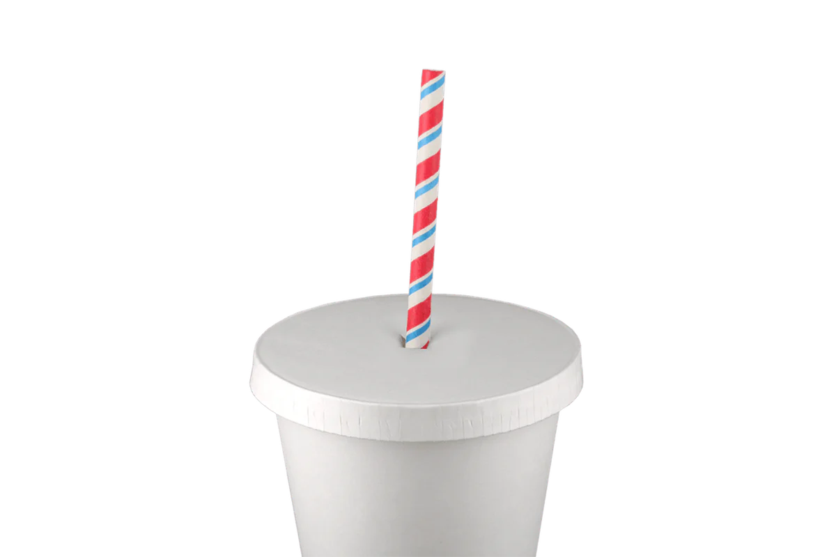White cardboard milkshake cup lid with cross slot, 90 mm image 2