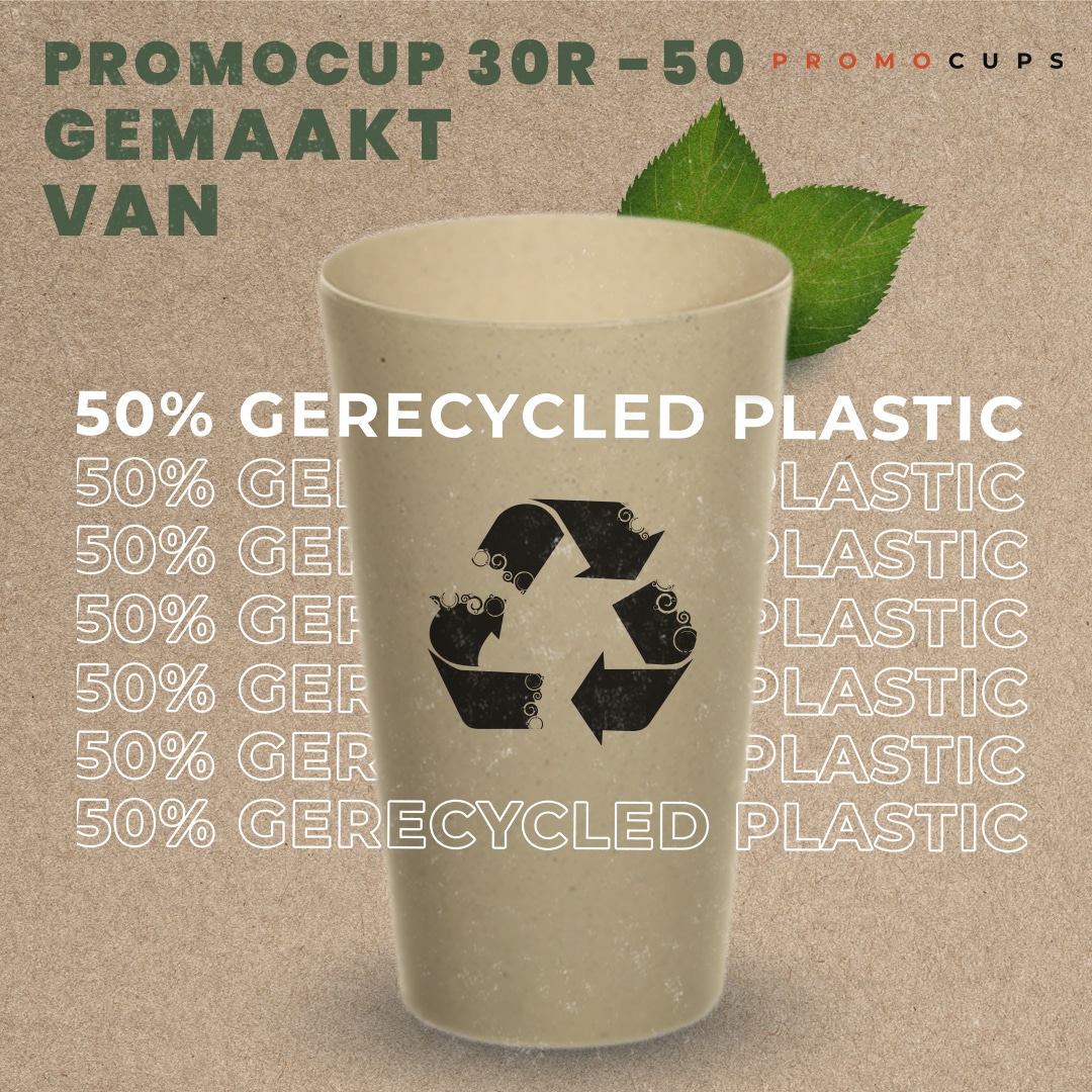 PromoCup 30R-50 made from 50% recycled plastic! ♻️
